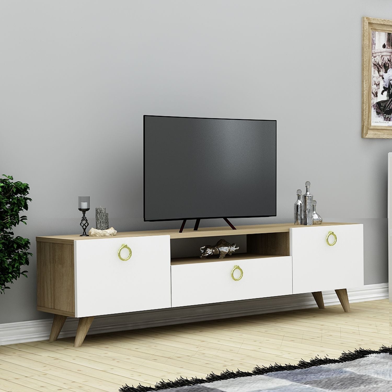 Mueble TV 140 cm De pie - Roble | Lujo