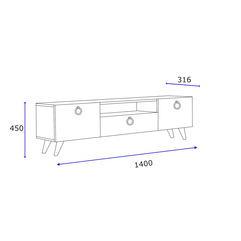 Mueble TV 140 cm De pie - Roble | Lujo