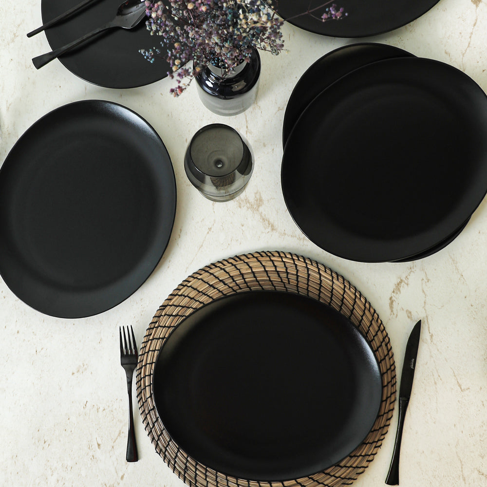 Matte Black Stella Serving Plate 32 cm 6 Pieces