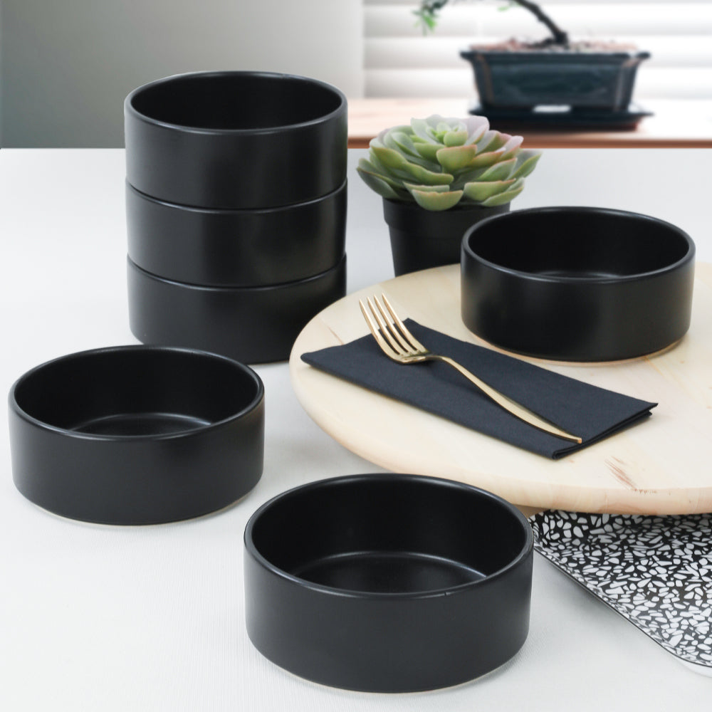 Cuenco para sopa apilable negro mate de 14 cm, 6 piezas