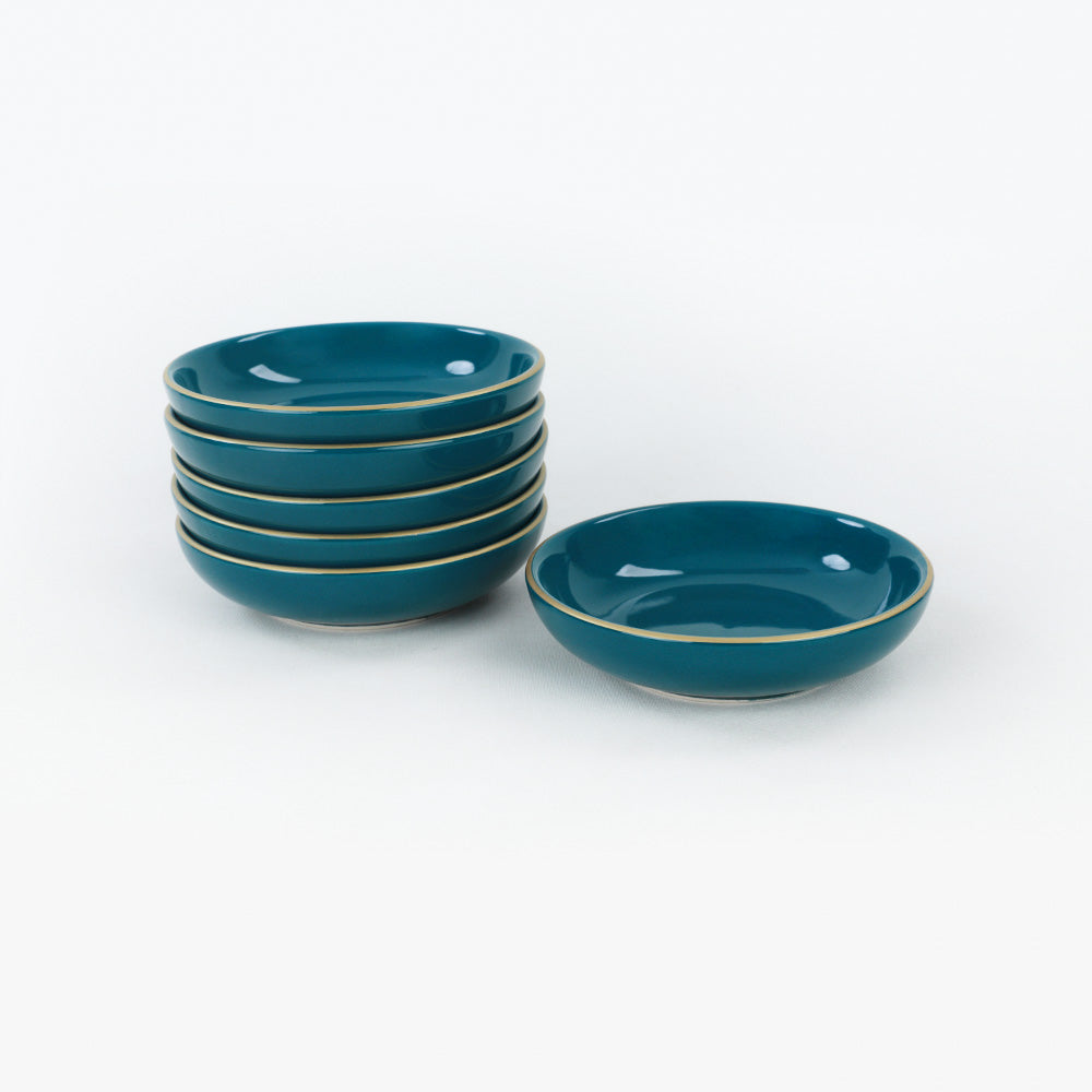 Plato para tapas, aperitivos y salsas color azul petróleo 13 cm 6 piezas