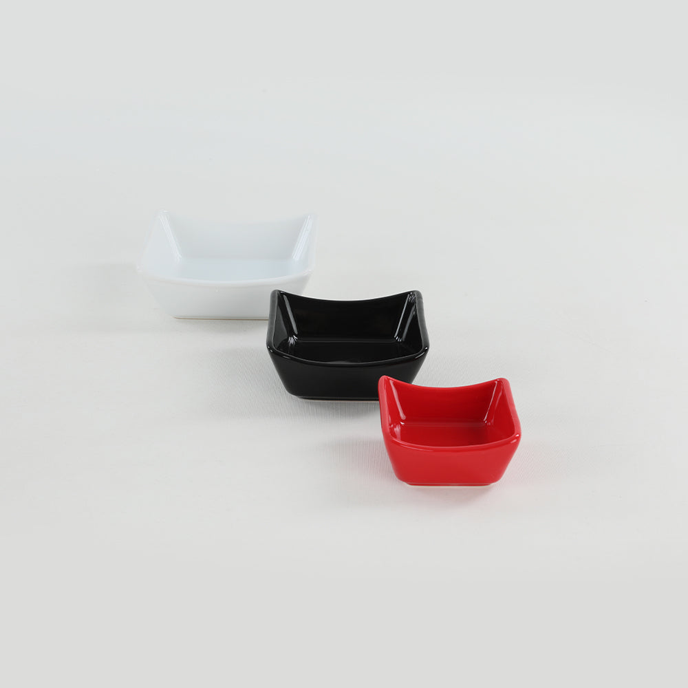 Juego de 6 cuencos para aperitivos y salsas en negro, blanco y rojo, 8, 10 y 12 cm