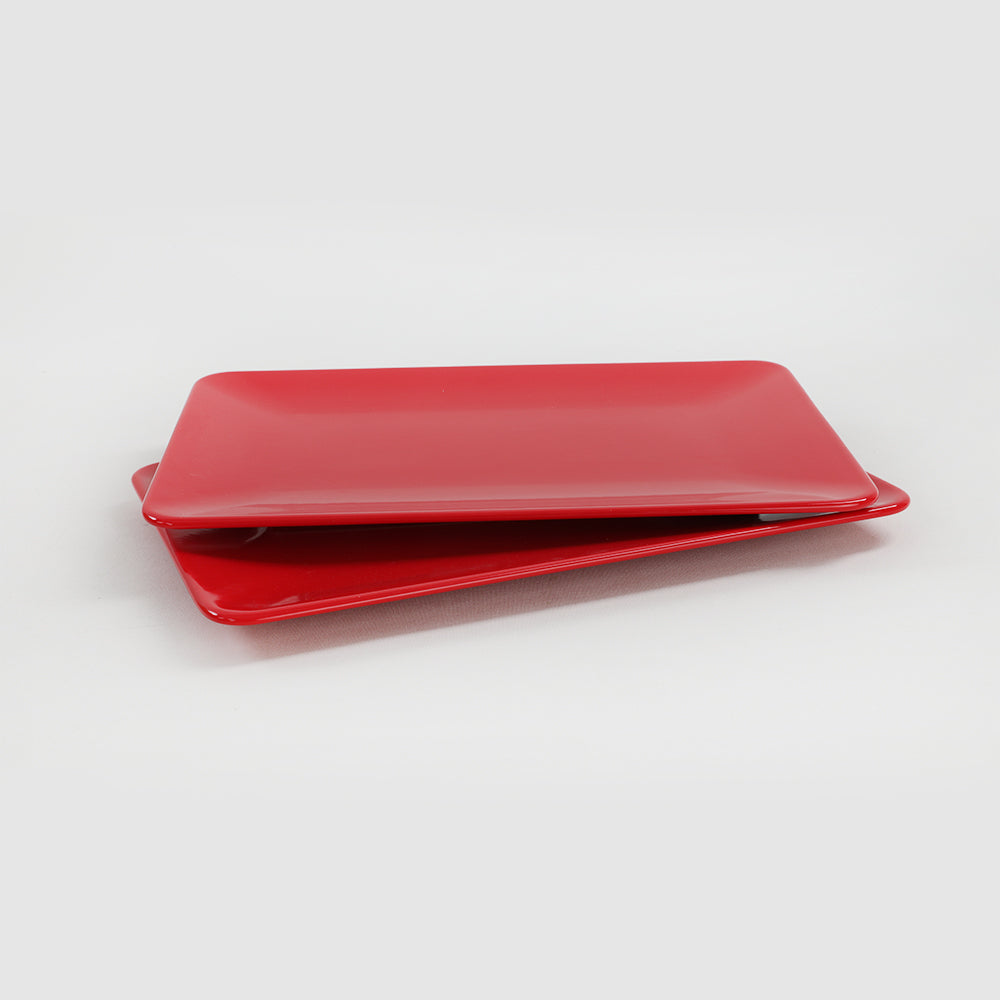 Plato Postre Forma Kayak Siera Roja 31 Cm 2 Piezas