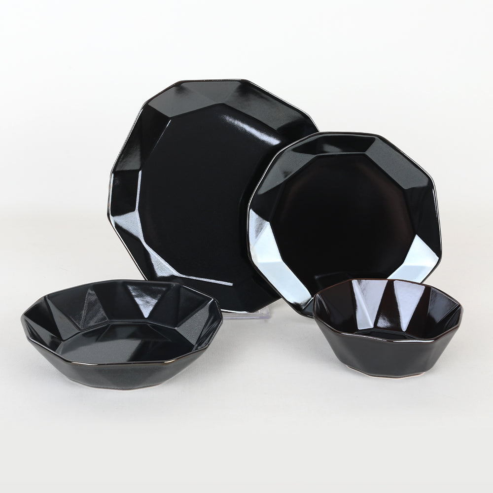 Juego de vajilla Crystal Shizen Black 24 piezas para 6 personas