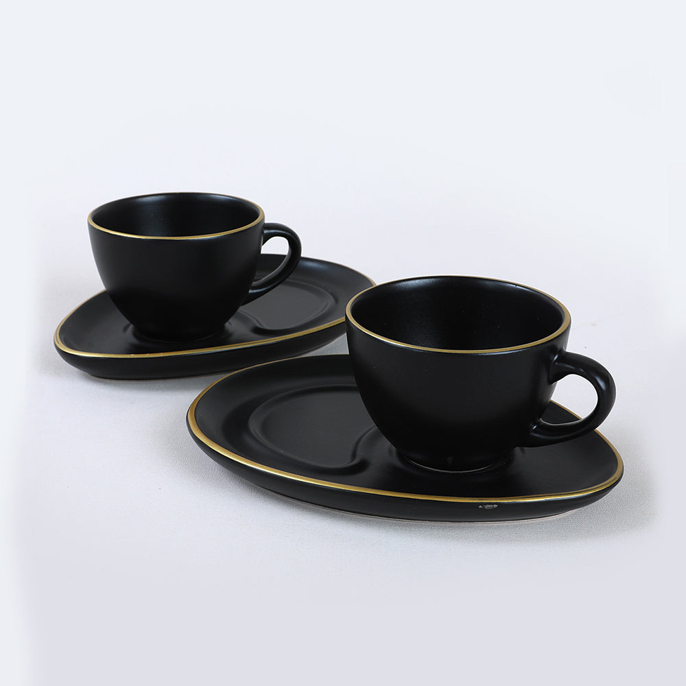 Juego de café Damla Gold Matte Black para servir 4 piezas para 2 personas