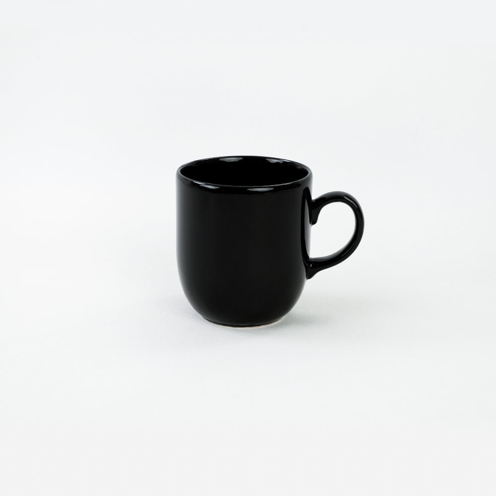 Juego de tazas de café / tazas negras brillantes de 10 cm, 6 piezas