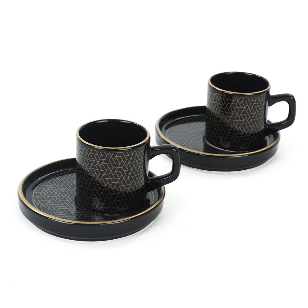 Juego de 4 tazas de café turco en oro negro para 2 personas