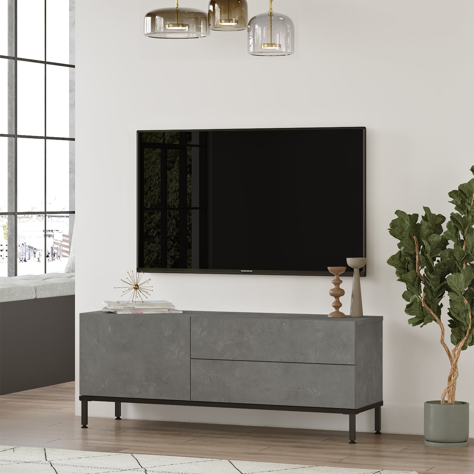 Stand de TV 120 cm Beton Gray | Marsella