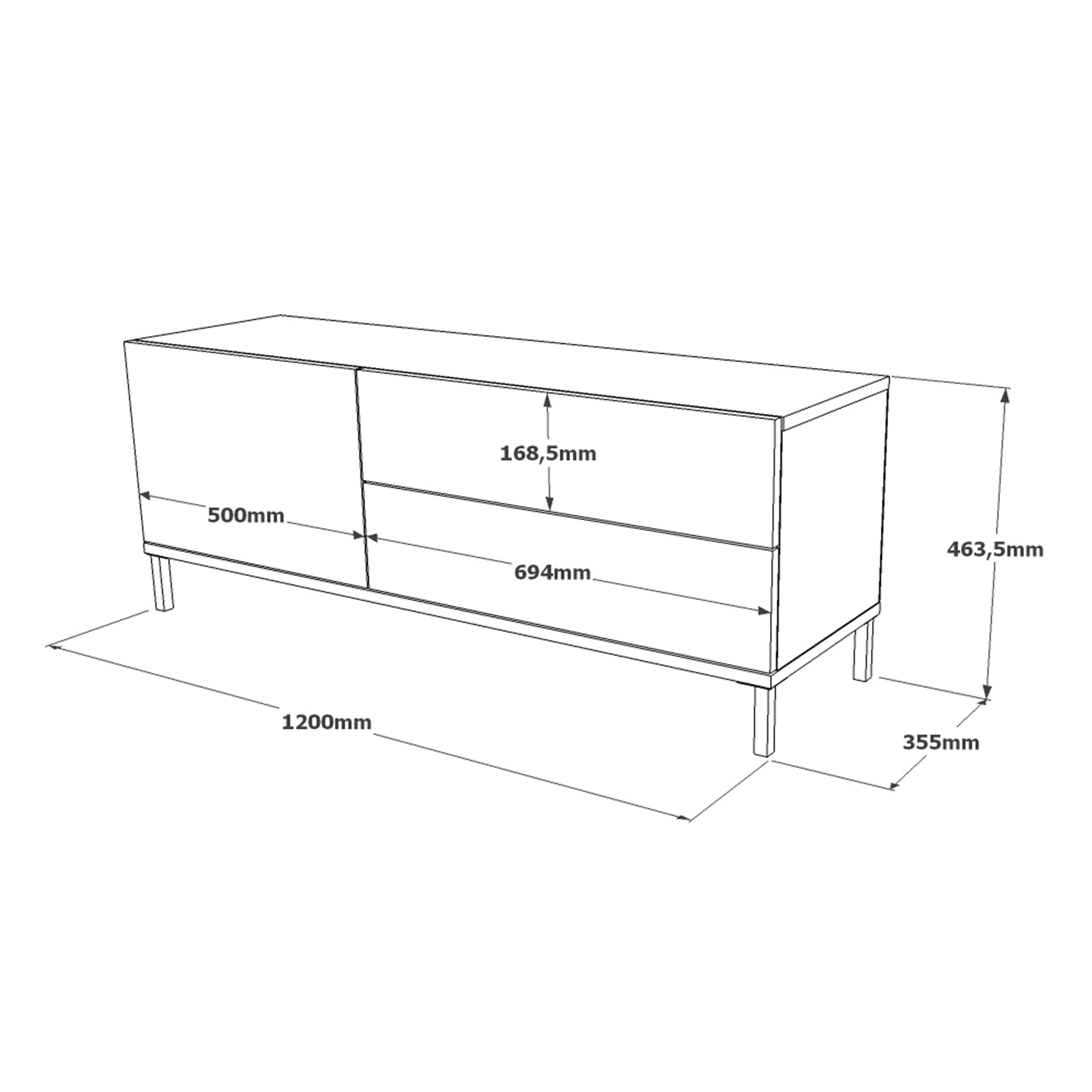 Stand de TV 120 cm Style de roble | Marsella