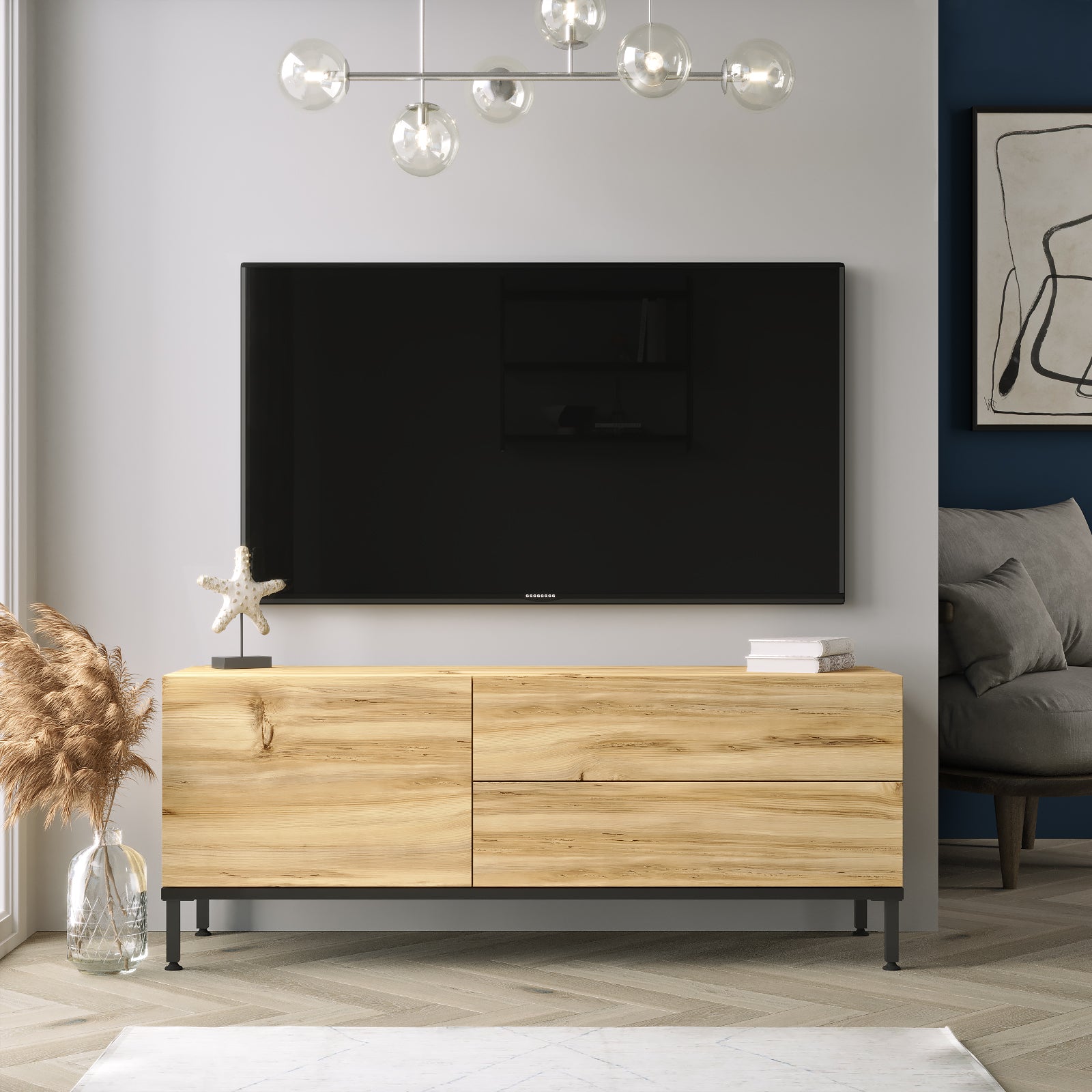 Stand de TV 120 cm Style de roble | Marsella