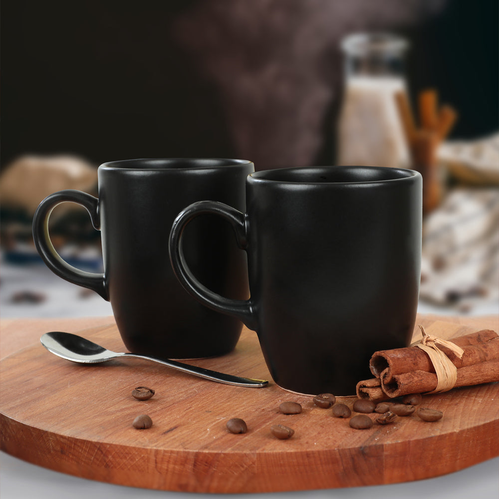 Juego de tazas de café / tazas negras mate de 9 cm, 6 piezas