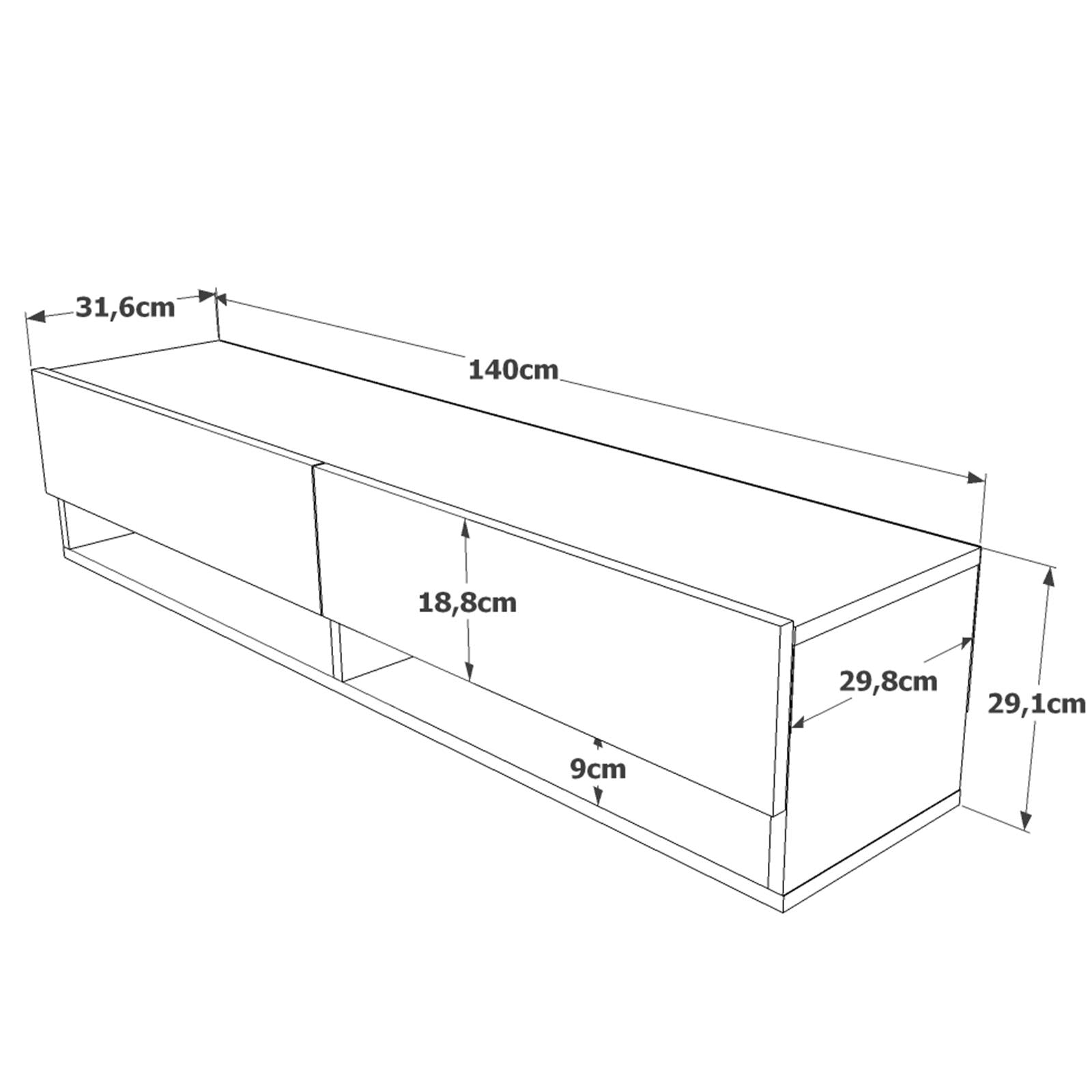 Stand de TV 140 cm flotante | con cajones | Quimper