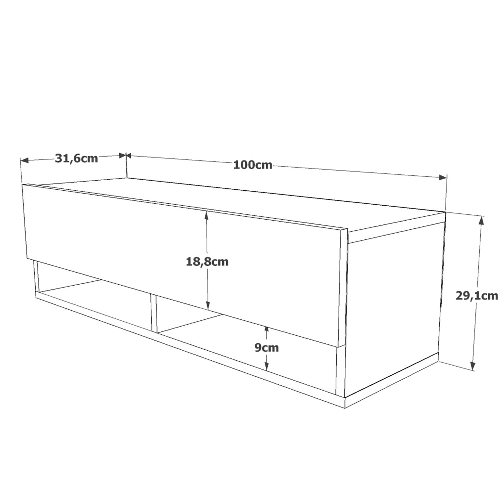 Stand de TV 100 cm flotante | Quimper