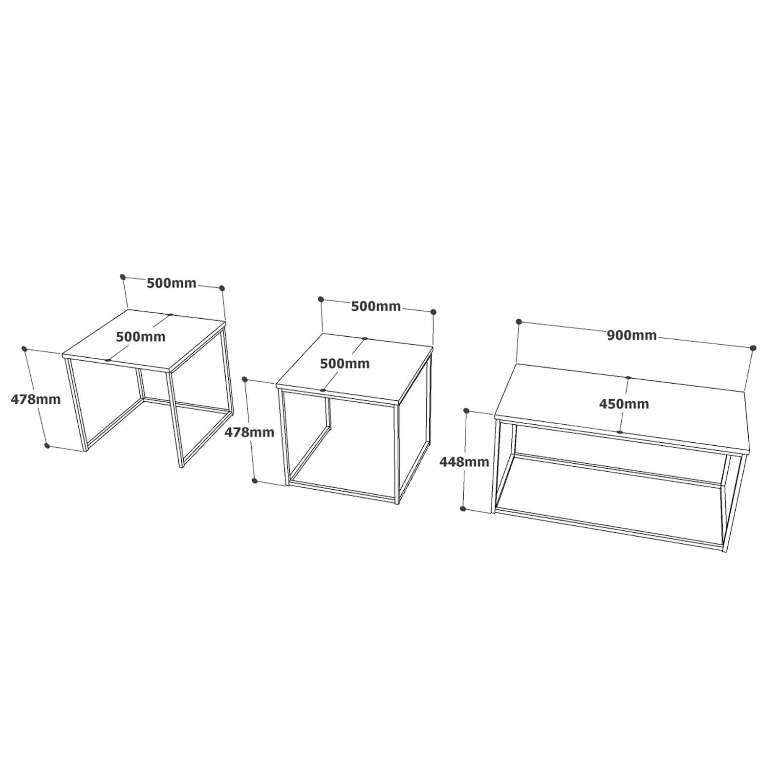 Set de anidación de mesa de café de 3 piezas Cruz