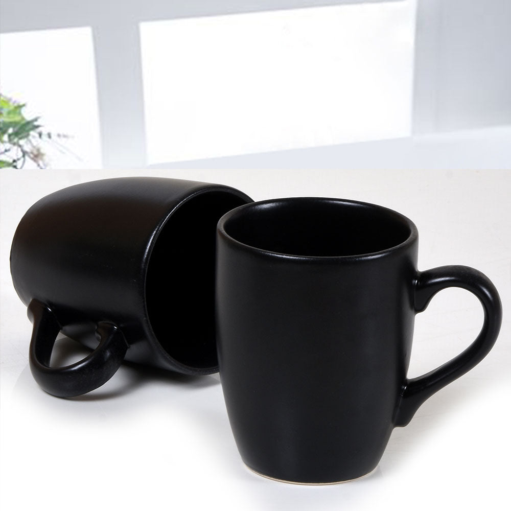 Juego de tazas de café / tazas negras mate de 11 cm, 6 piezas