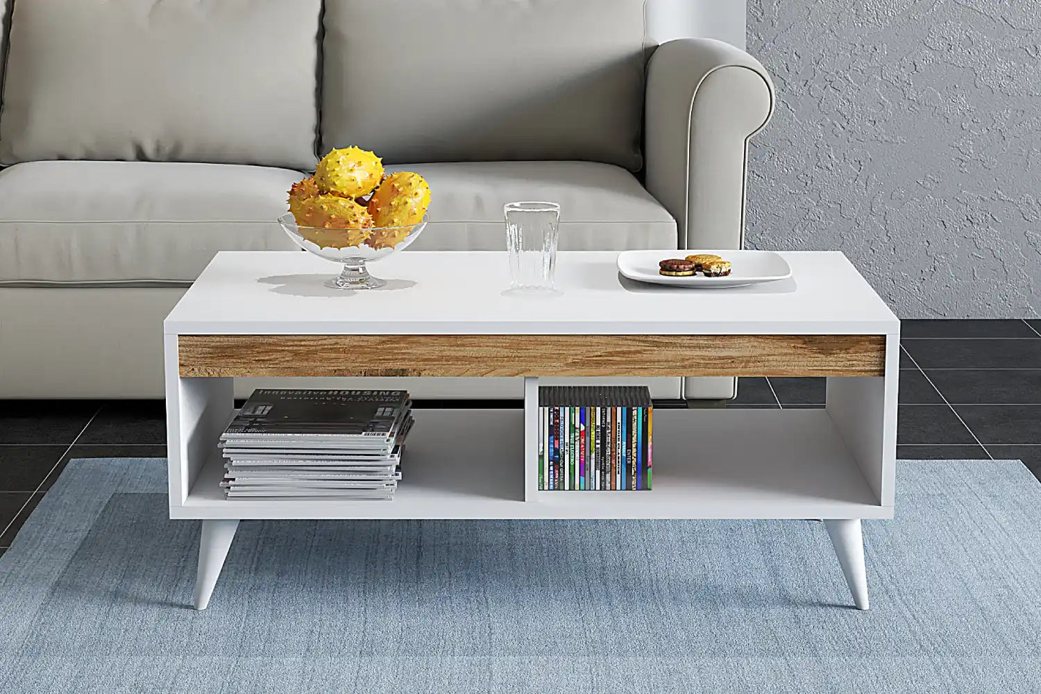 Mesa de centro rectangular con compartimentos de almacenamiento | Österbyn