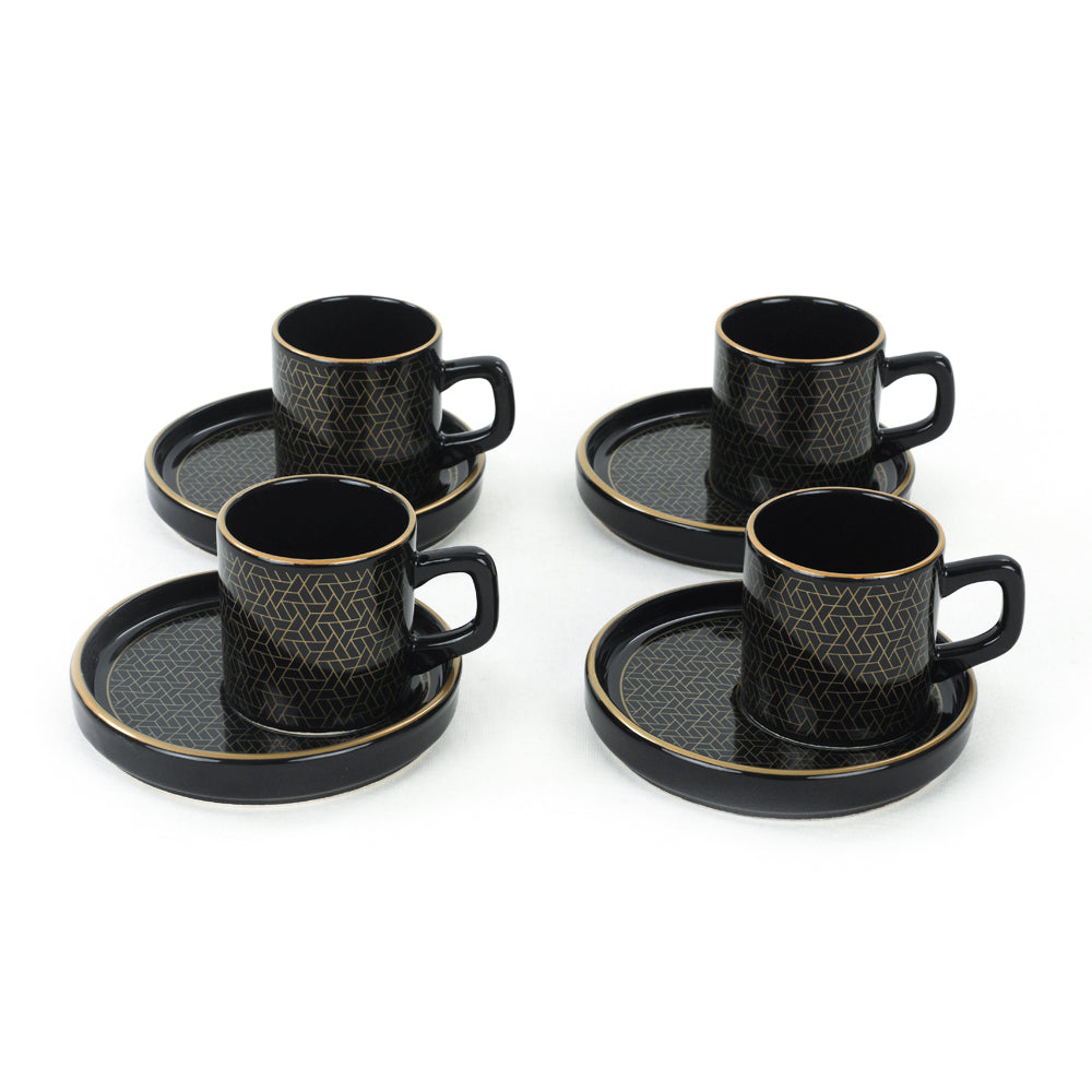 Juego de 8 tazas de café turco en oro negro para 4 personas