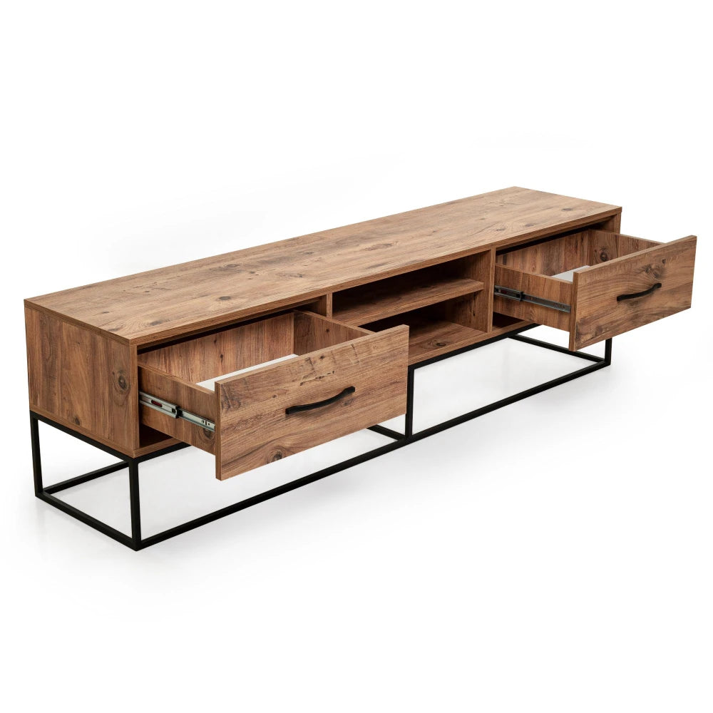 Mueble TV 140 cm Roble con Patas de Metal | vonsild