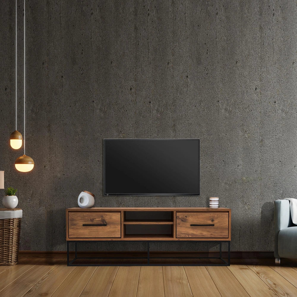 Mueble TV 140 cm Roble con Patas de Metal | vonsild