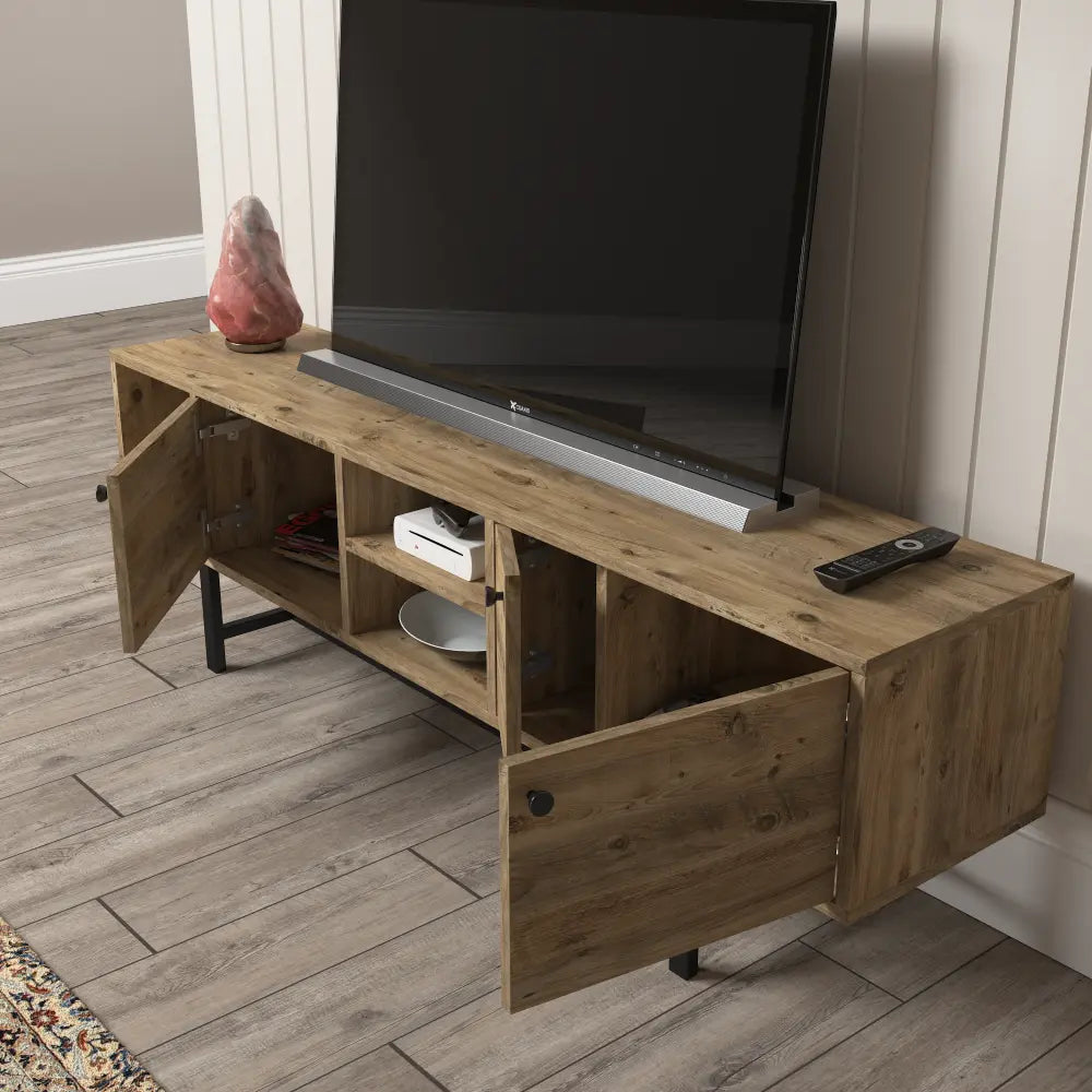 Mueble TV 150 cm de pie - con patas de metal Roble - Industrial | Nausta