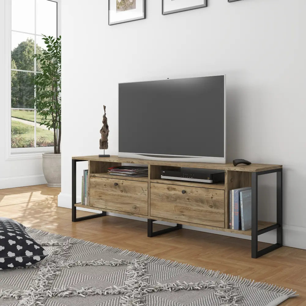 Mueble TV 150 cm de pie - Roble - Industrial | vidsel