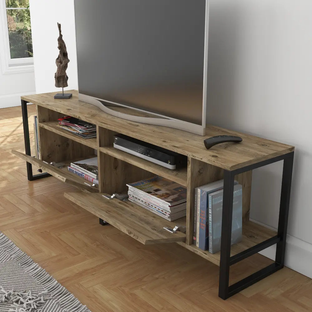 Mueble TV 150 cm de pie - Roble - Industrial | vidsel