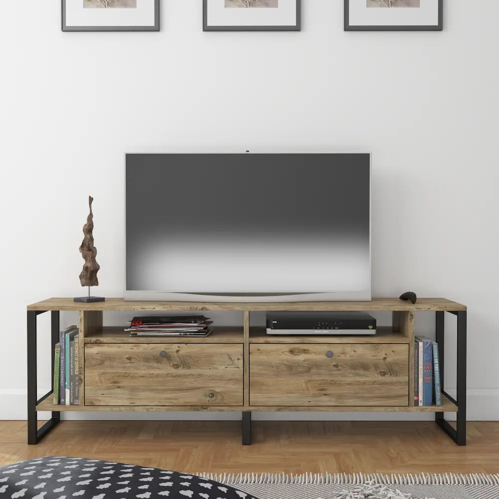 Mueble TV 150 cm de pie - Roble - Industrial | vidsel