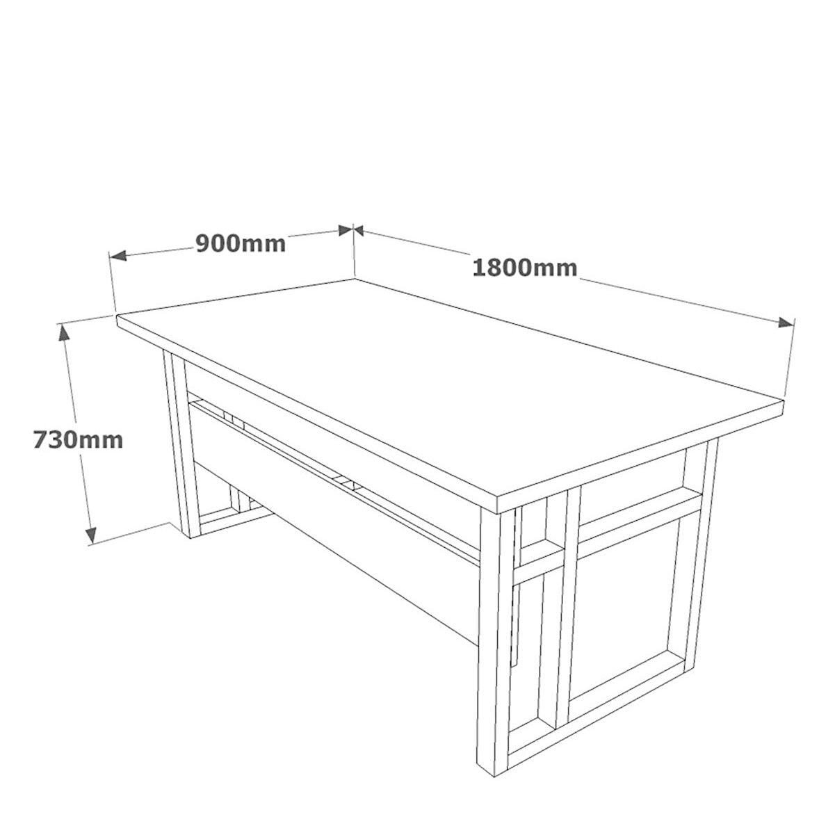 Desk of Office 180x90 cm | Patas de metal