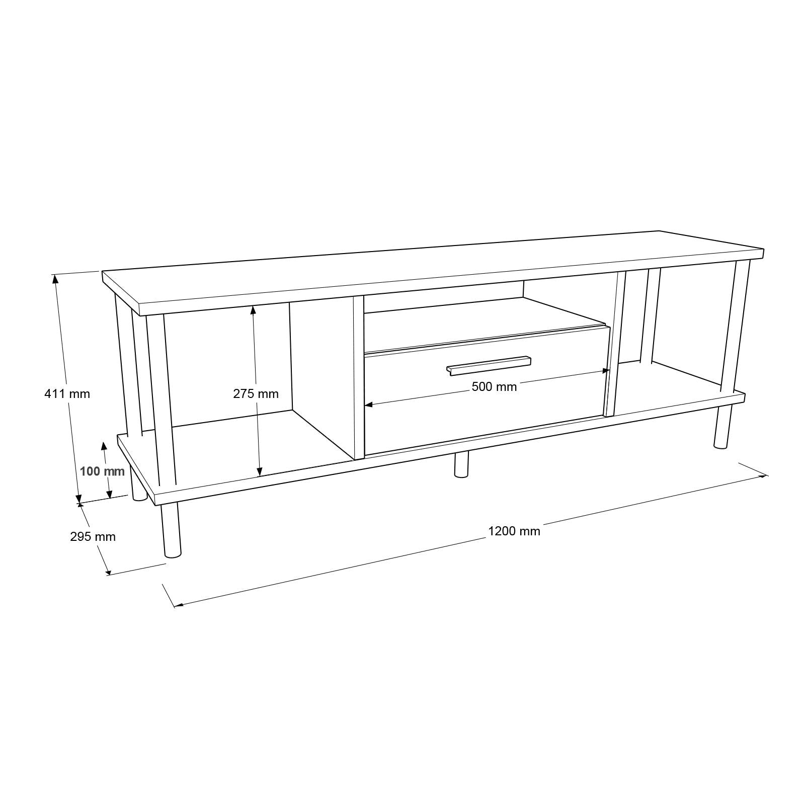 Stand de TV con estantes abiertos 120 cm | Pazue