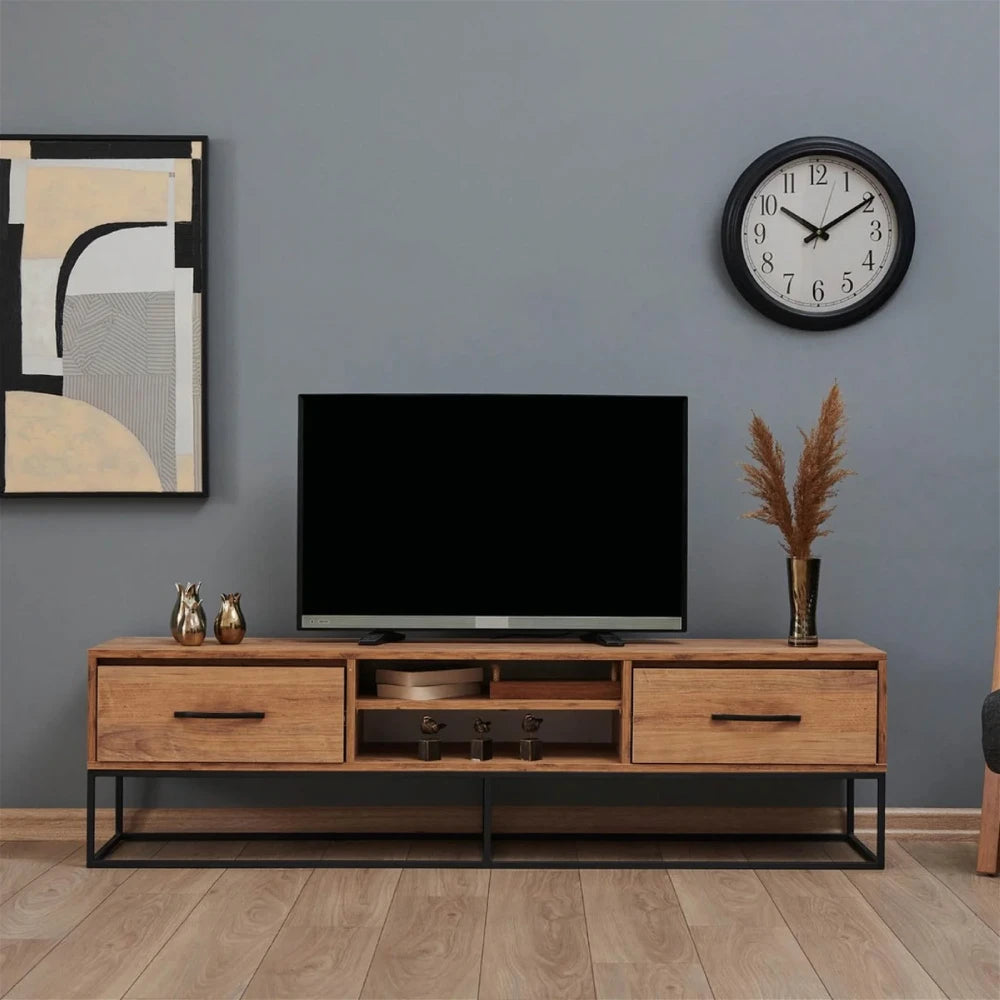 Mueble TV 180 cm De Pie - Roble con Patas de Metal | Kolding