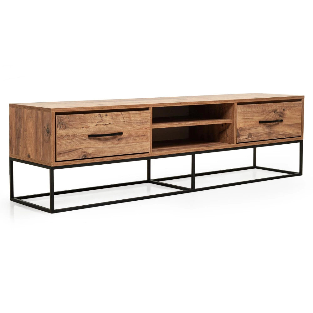 Mueble TV 180 cm De Pie - Roble con Patas de Metal | Kolding