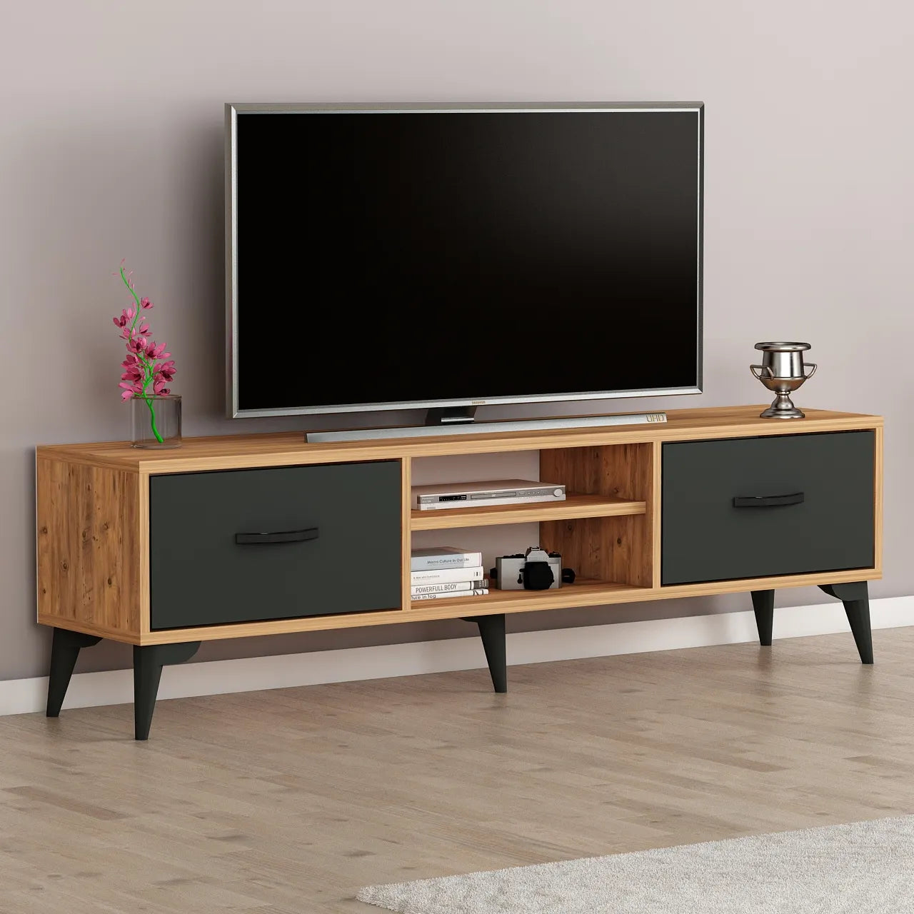 Mueble TV 180 cm de pie - Roble | adak