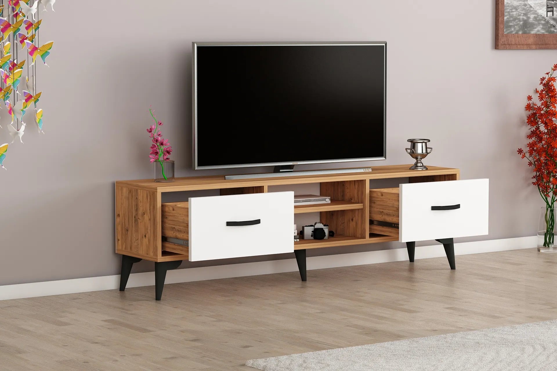 Mueble TV 180 cm de pie - Roble | adak