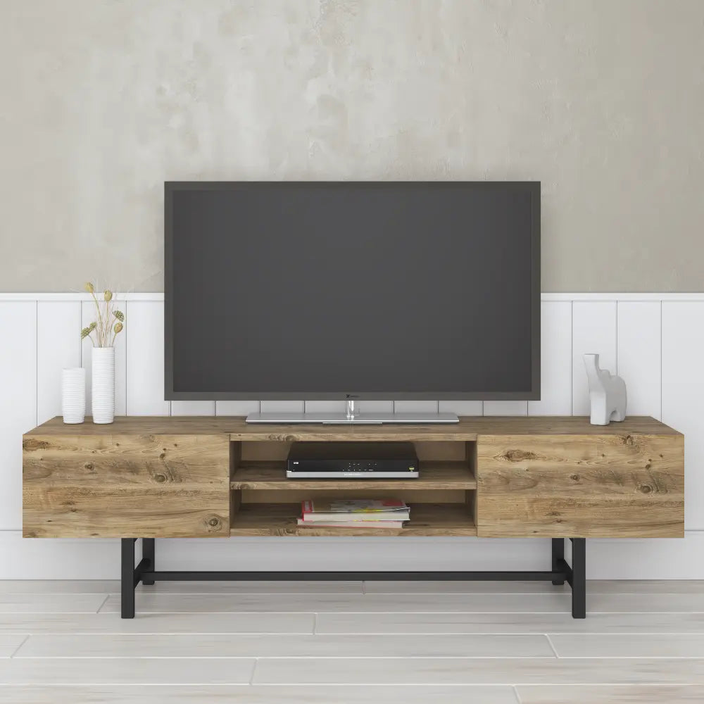 Mueble TV 160 cm de pie - con patas de metal Roble | Arjeplog