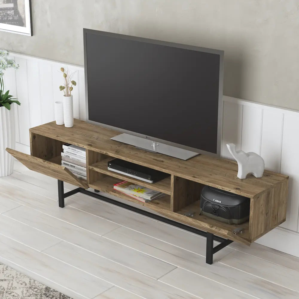 Mueble TV 160 cm de pie - con patas de metal Roble | Arjeplog