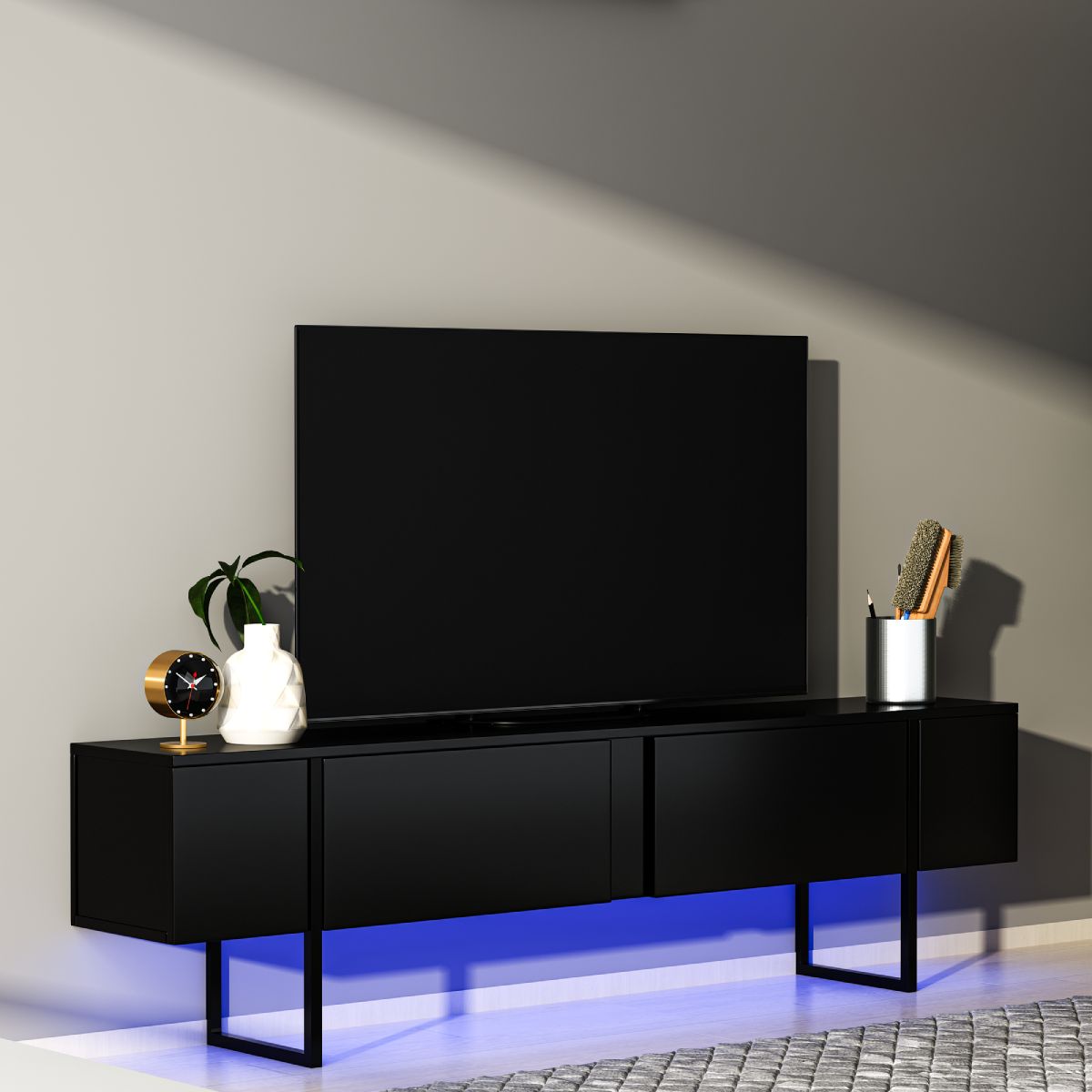 Mueble TV 180 cm Luz LED - Patas de metal | Viborg