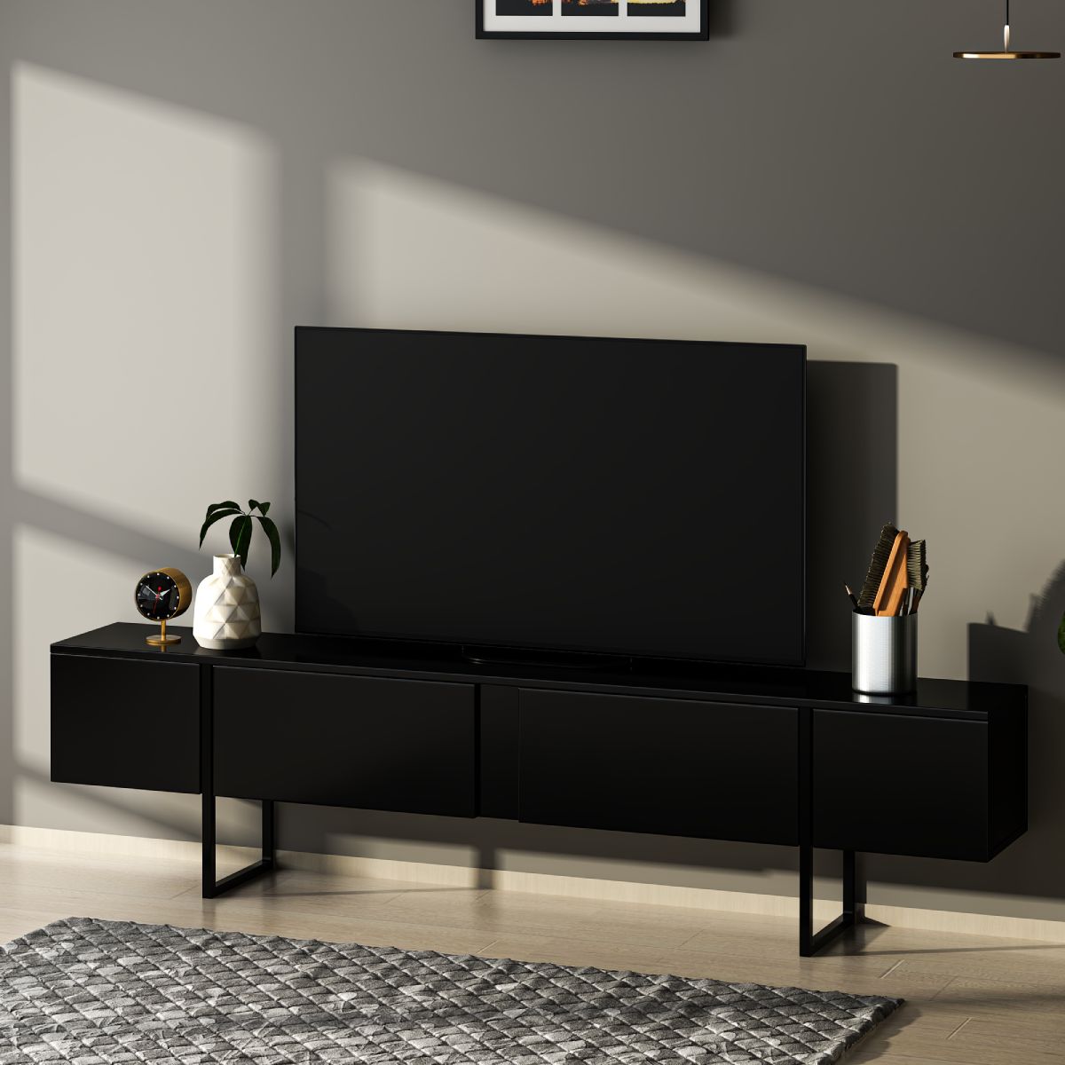 Mueble TV 200 cm Luz LED - Patas de metal | Viborg