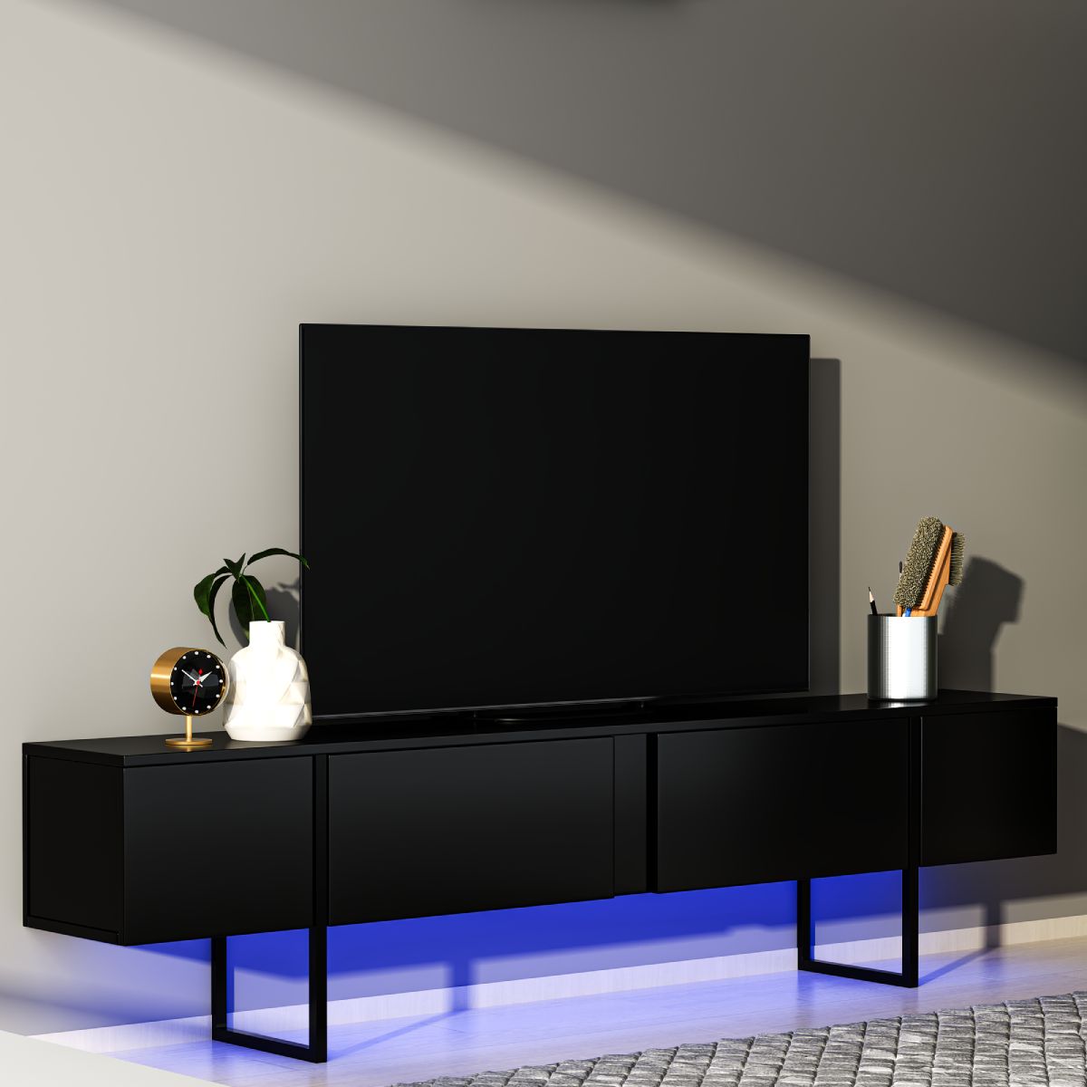 Mueble TV 200 cm Luz LED - Patas de metal | Viborg