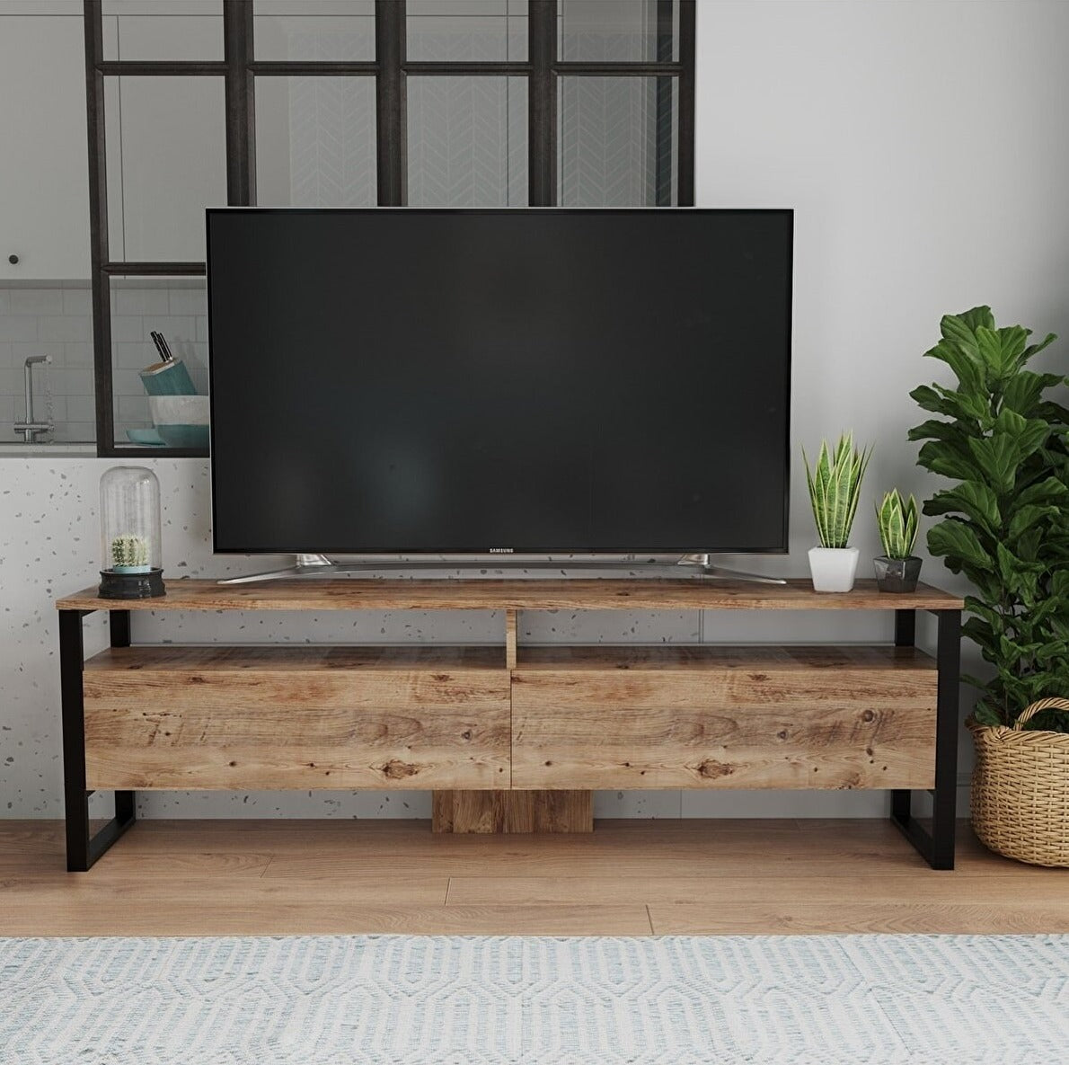 Stand de TV 180 cm | Roble industrial