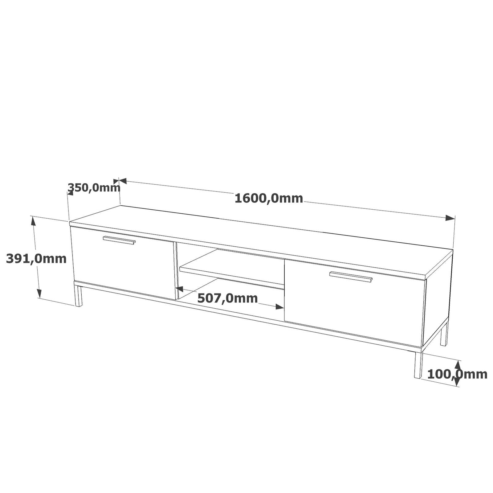 Stand de TV 160 cm de roble estilo | Zürich